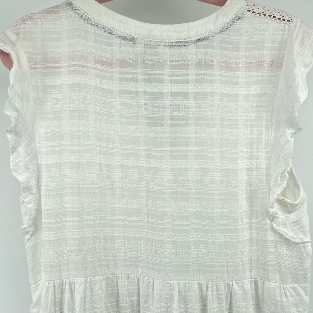 Knox Rose White Boho Lace Trim Tiered Short Dress Tassel Tie Size Large - Picture 10 of 14